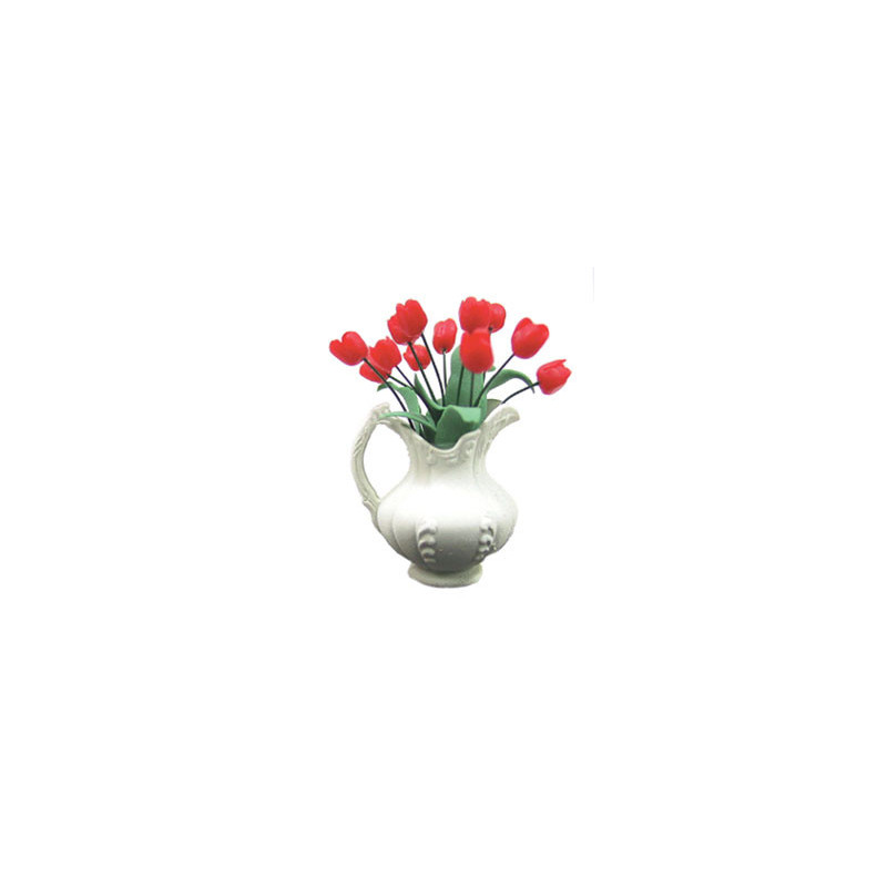 Red Tulips In Pitcher