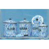 Flour, Sug, Cof, Tea Canist Set W/Scoop, Flow Blue