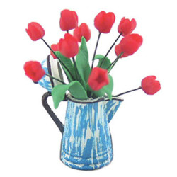 Tulips In Blue Coffee Pot