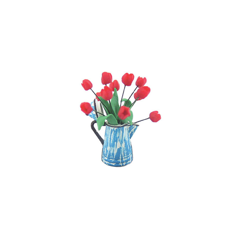 Tulips In Blue Coffee Pot