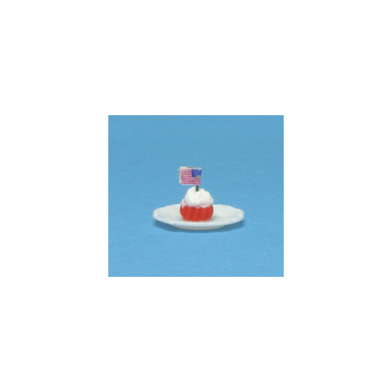 Single Patriot Cupcake W/Flag, Assrt Color Cups