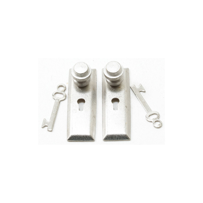 Door Knob W/Key Plate 2/Pk, Satin Nickel