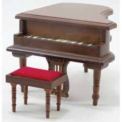 Baby Grand Piano W/Stool, Walnut