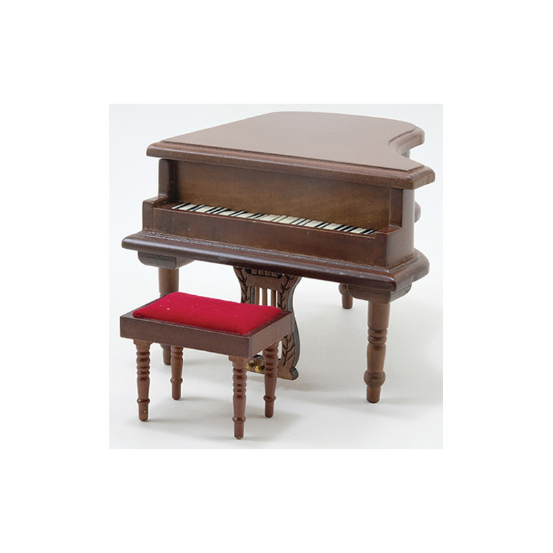 Baby Grand Piano W/Stool, Walnut