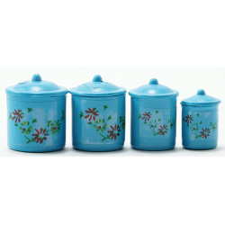 Blue Canister Set with Decals, 4pc