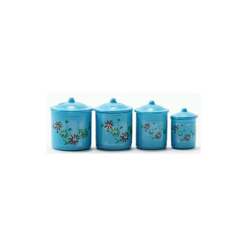 Blue Canister Set with Decals, 4pc