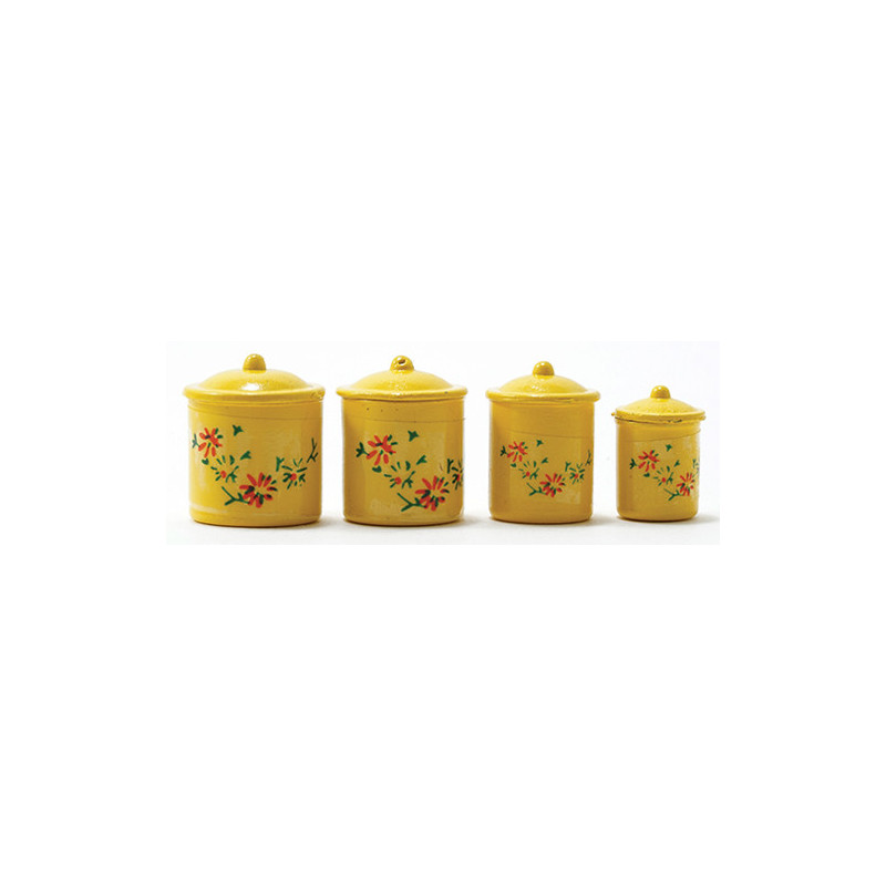 Yellow Canister Set with Decals, 4pc
