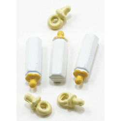 Yellow Baby Bottles and Pacifiers Set, 6pc