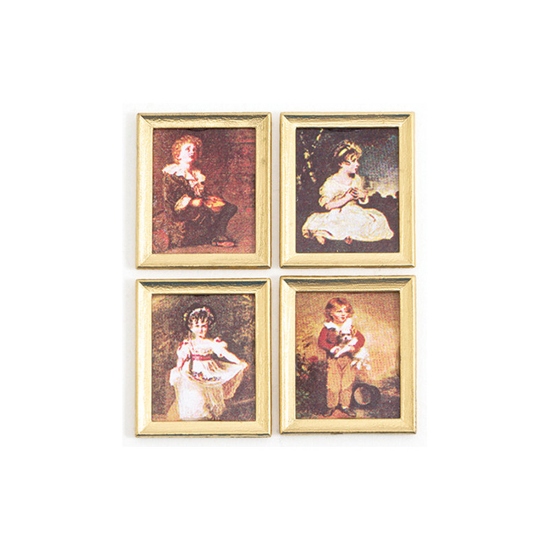 Sm Framed Pictures, Children, 4 Pcs.