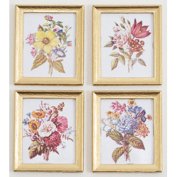 Framed Rect Floral Pictures 4Pcs.