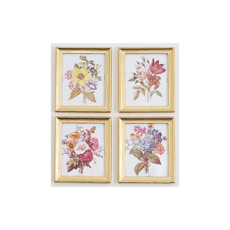 Framed Rect Floral Pictures 4Pcs.