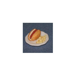 Hot Dog Plate W/Chips, 1/2