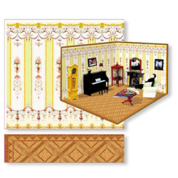 Yellow Floral Striped Room Decorating Kit