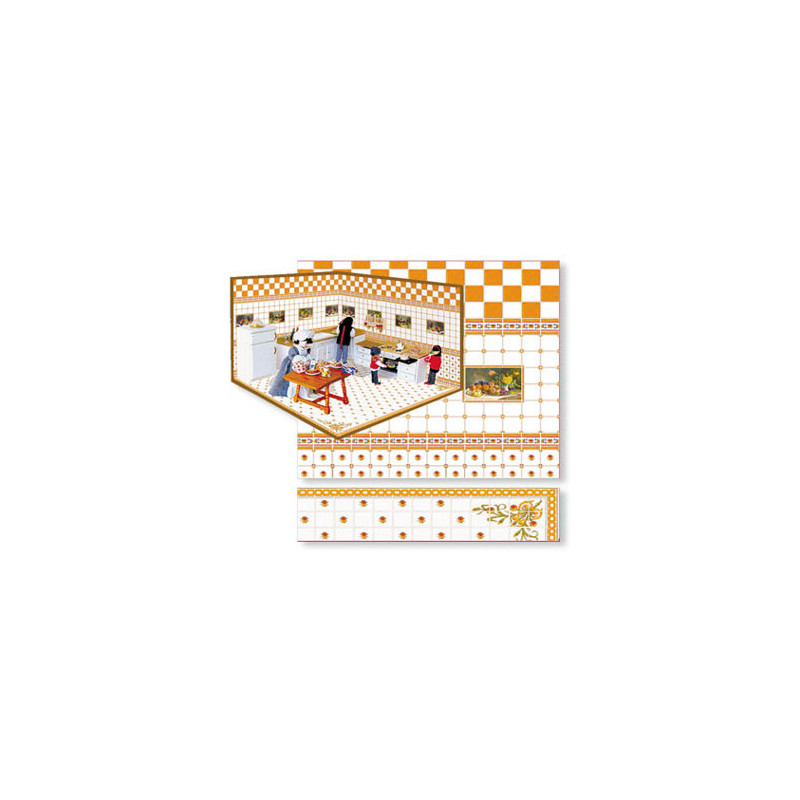 Yellow Checked Kitchen Room Decorating Kit