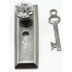 Crystal Classic Knob with Key, Pewter, 2Pk