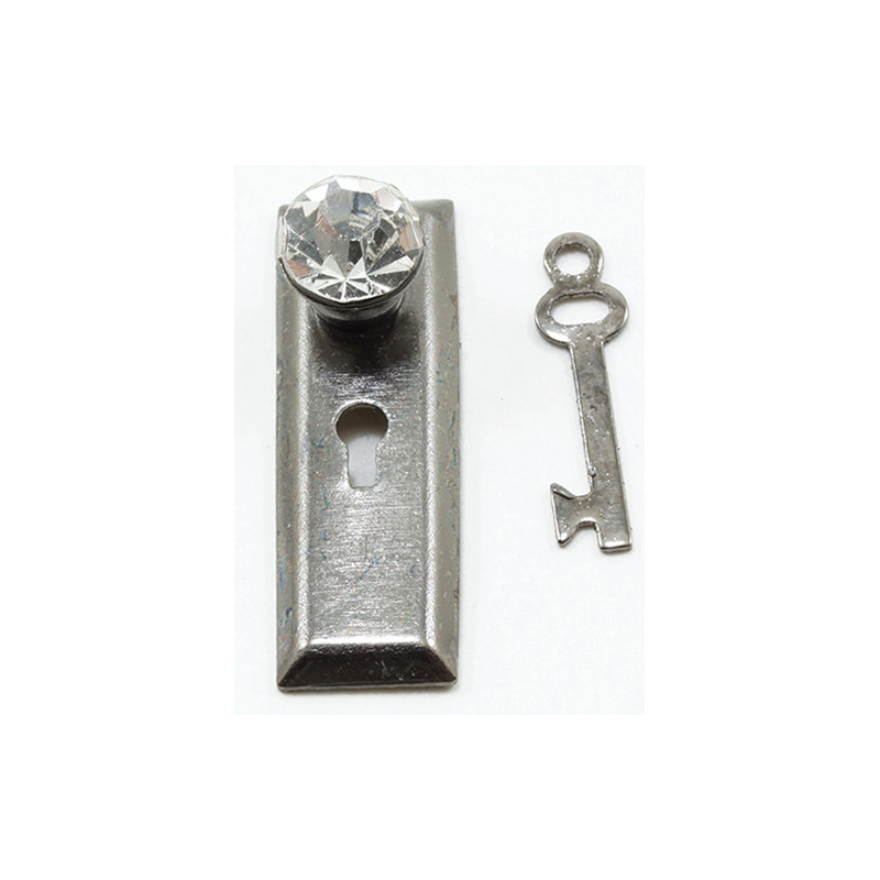 Crystal Classic Knob with Key, Pewter, 2Pk