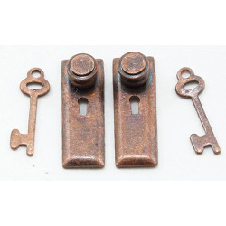 1/2 Scale Door Knob, Keyplate, Keys, Bronze, 6Pk