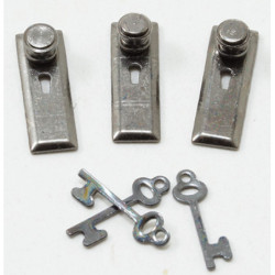 1/2 Scale Door Knob, Keyplate, Keys, Pewter, 6Pk