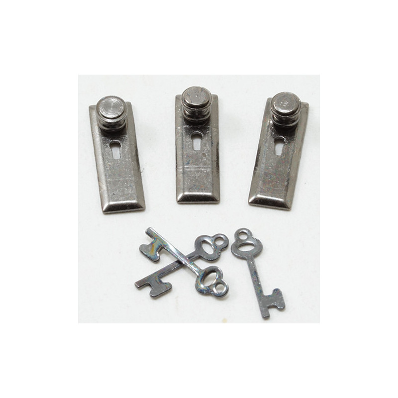1/2 Scale Door Knob, Keyplate, Keys, Pewter, 6Pk