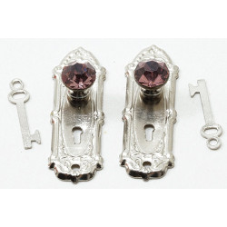 Purple Crystal Opryland Knob, 2/Pk, Satin Nickel