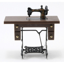 Sewing Machine on Walnut Stand, Resin and Metal
