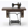 Sewing Machine on Walnut Stand, Resin and Metal