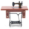 Sewing Machine on Light Brown Stand, Resin/Metal