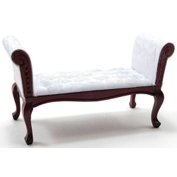 Settee, Mahogany, with White Fabric