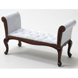 Settee, Walnut, with White Fabric