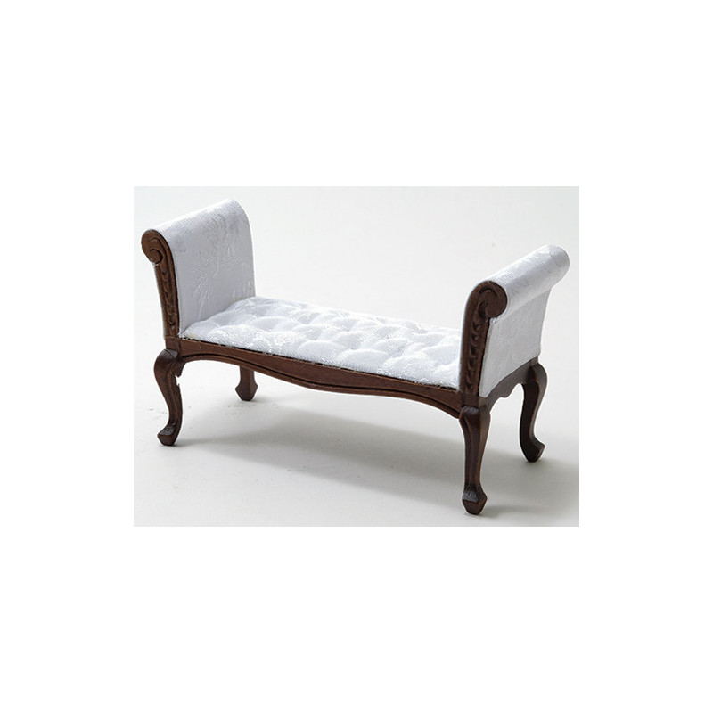 Settee, Walnut, with White Fabric