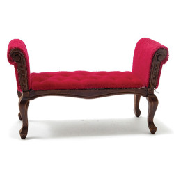 Settee, Walnut, with Red Fabric