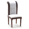 Side Chair, Walnut with White Fabric