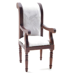Armchair, Walnut with White Fabric