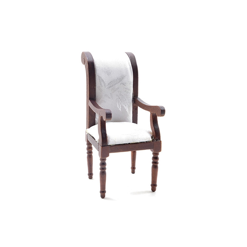 Armchair, Walnut with White Fabric