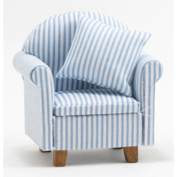 Chair with Pillow, Blue/White Stripe