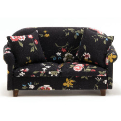 Sofa With Pillows, Black Floral