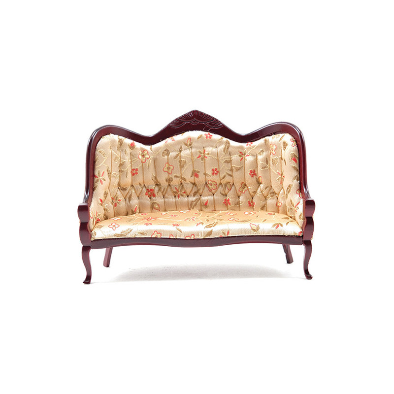 Victorian Sofa, Mahogany with Floral Fabric