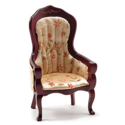 Victorian Gent's Chair, Mahogany W/Floral Fabric