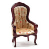 Victorian Gent's Chair, Mahogany W/Floral Fabric