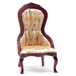 Victorian Lady's Chair, Mahogany W/Floral Fabric