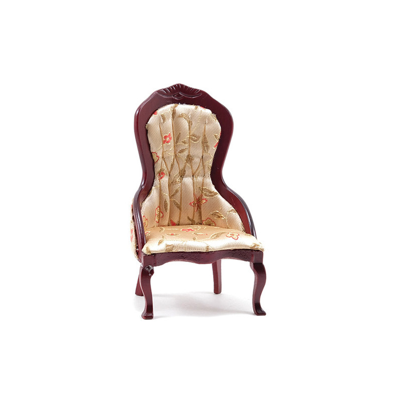 Victorian Lady's Chair, Mahogany W/Floral Fabric