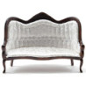Victorian Sofa, Walnut, White Brocade