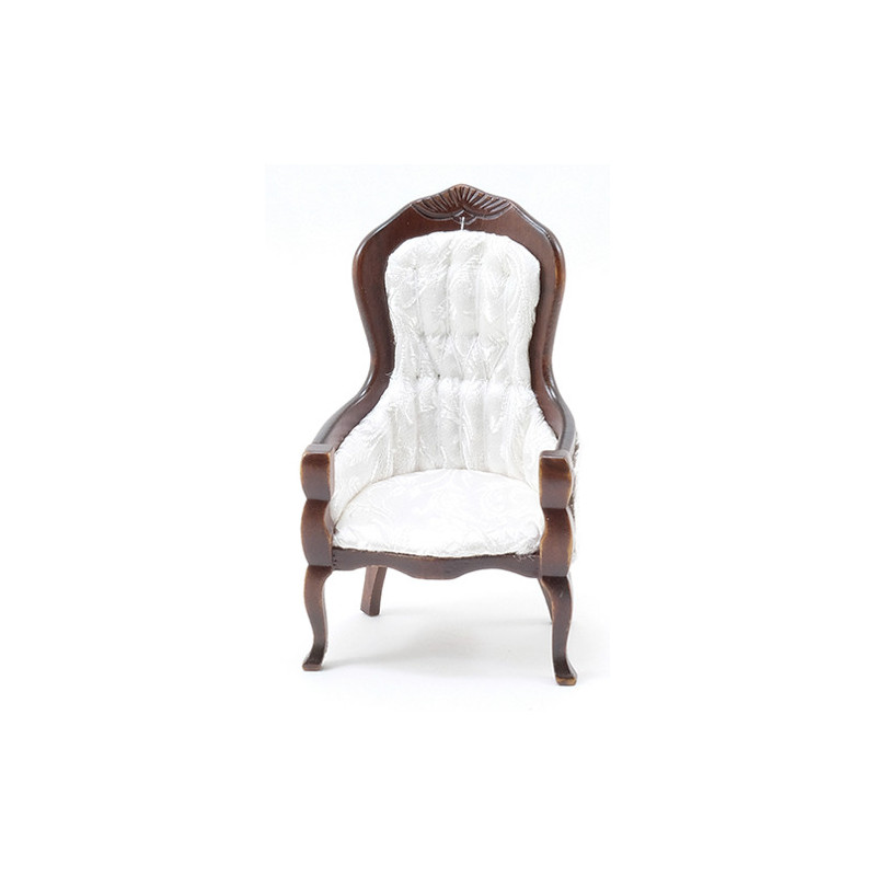 Victorian Gent's Chair, Walnut, White Brocade
