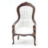 Victorian Gent's Chair, Walnut, White Brocade