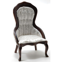 Victorian Lady's Chair, Walnut, White Brocade