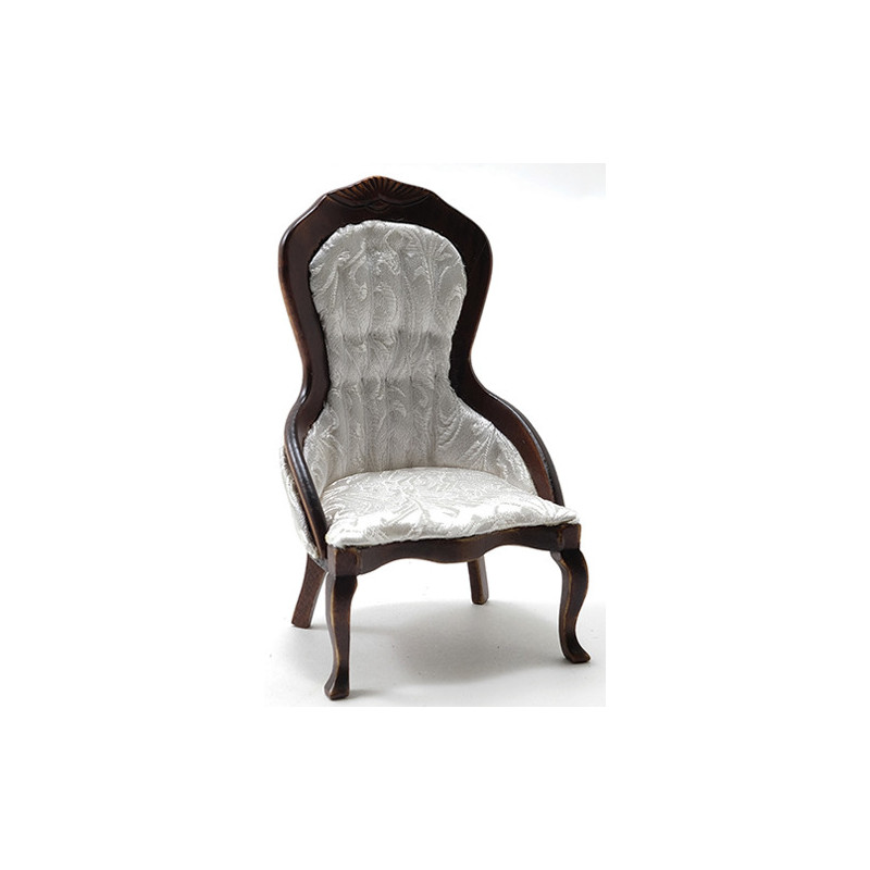 Victorian Lady's Chair, Walnut, White Brocade