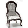 Victorian Lady's Chair, Walnut, White Brocade