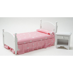 Single Bed & Night Stand, White