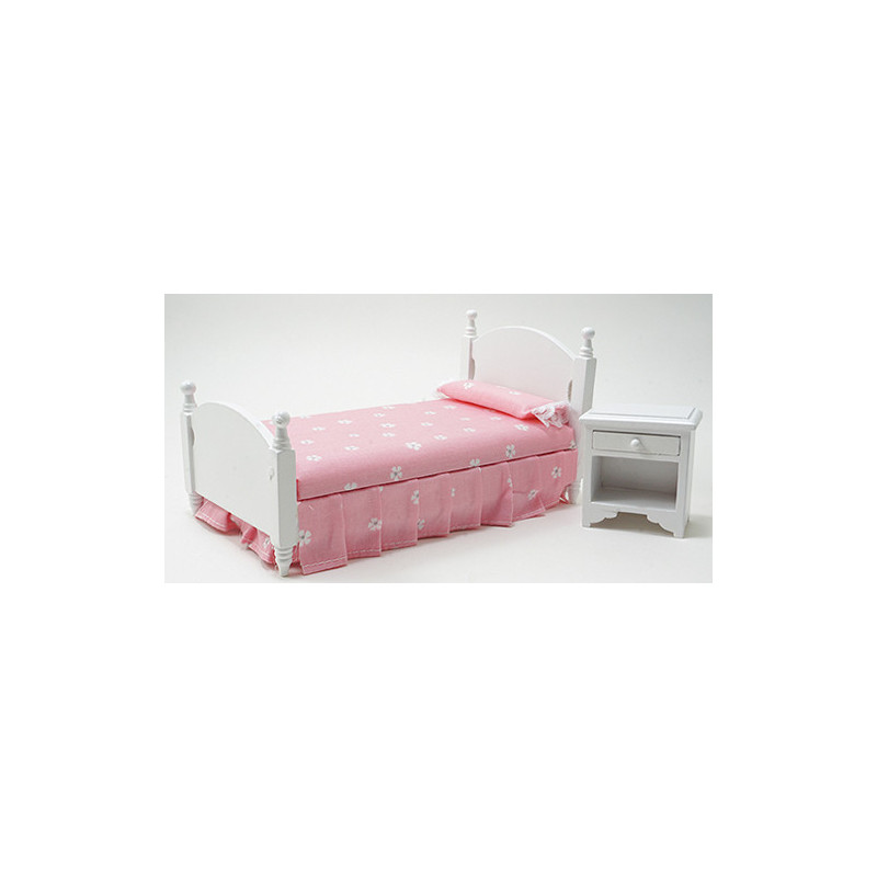 Single Bed & Night Stand, White