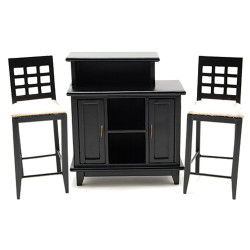 Black Bar with 2 Chairs